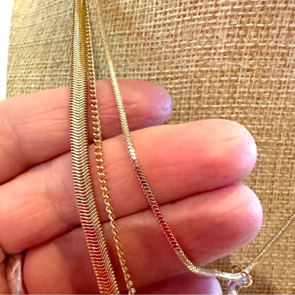 NWT Fashion Accents gold tone multi-strand necklace w/ cubic zirconia charm - Picture 7 of 11